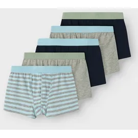 NAME IT Trunk NAME IT "NKMBOXER für Jungen mit Logoschriftzug und weichem Bund", Jungen, Gr. 92, 5 Stk., blau (aquamarine), Jersey, Obermaterial: 95% Baumwolle, 5% Elasthan, bedruckt, unifarben, Unterhosen, eng, Jersey, aquamarine, angesetztes Bündchen