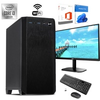 Komplett PC - Office - Multimedia - Intel i3 4x 4,3 GHz 16GB DDR4 Ram 512 SSD WLan Schallgedämmt 27" Monitor - Drahtlose Tastatur und Maus