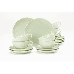 Geschirr-Set SELTMANN WEIDEN "Teeservice 18-teilig klein Amina seladon", grün, 18 tlg., Porzellan, Geschirr-Sets, Teller, Tassen, grün, Amina