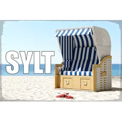 queence Metallbild »Strand Tag«, Strand, (1 St.) queence Farbe Bild(er): rot