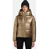 khujo Damen Winterjacke mit Kapuze warme Steppjacke kurz in glänzender Optik mit abnehmbarer Kapuze Devina Shiny-YM Gold Gr. S - S