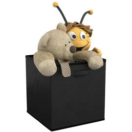 Intirilife 6x faltbare Aufbewahrungs-Stoffbox in Schwarz - 26.7 x 26.7 x 28 cm - Multifunktionale Sammelbox zum Kombinieren mit Schränken oder