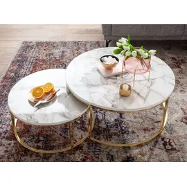 FineBuy Couchtisch FB31316 Marmor weiß 2er Set