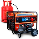 Extralink EGH-5500 Hybrid Gas LPG CNG Benzin Stromerzeuger 5,5kW 3F Generator 5000W Tankihalt 25L Überlastschutzsystem Überlastschutz Easy-Start 2x AC 230V Notstromagreggat Camping