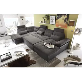 ed exciting design Wohnlandschaft Webstoff U-Form 3-Sitzer Grau