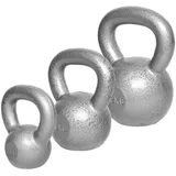 GORILLA SPORTS Kettlebell 2 bis 32 kg Gewichte, Einzeln/Set, Gusseisen, Bodenschonend silberfarben