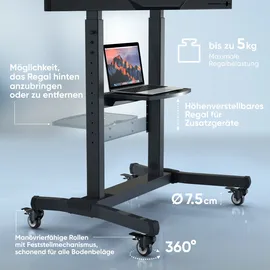 ONKRON TV Ständer rollbar für 50-100 Zoll bis 120 kg, neigbar, Schwarz TS1991-B