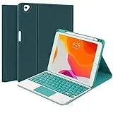 QYiiD Tastatur Hülle für iPad Mini 7.9 Zoll 5 /iPad Mini 4/3/2/1, iPad Mini Hülle Abnehmbare Tastatur Hülle mit Tastatur, Deutscher QWERTZ Tastatur mit Touchpad Magnetisch Keyboard, DrakGreen