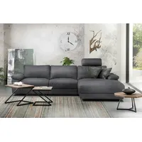 KAWOLA Sofa LOLA Ecksofa XL Stoff grau mit motorischer Relaxfunktion Recamiere rechts - Grau