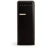 CREATE / RETRO FRIDGE 150 SAND/Kühlschrank mit Gefrierfach 281L in Schwarz, Griff Sand / 102W, niedriger Energieverbrauch, 150cm, 3 Ablagen, Temperaturregelung,60x60x150cm