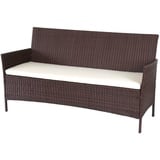 3-Sitzer Poly-Rattan Gartenbank Hamar, Sitzbank, braun-meliert, Kissen creme