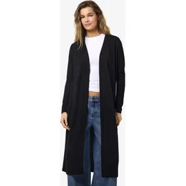 Noisy May Cardigan Langarm Basic Stretch Strick, Jacke mit Vordertaschen NMCity LONG CARDIGAN NOOS", Damen, - Größe S schwarz - S