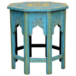 Casa Moro Beistelltisch Orientalischer Beistelltisch Saada Blau M aus Holz handbemalt Shabby, Vintage Sofatisch, handmade, Kunsthandwerk aus dem Orient blau