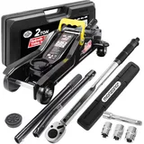 DEUBA Wagenheber 2t 85-330mm + Drehmomentschlüssel 6tlg. 1/2" 40-210Nm Koffer KFZ Auto Rangierwagenheber