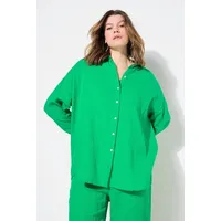 Studio Untold Damen große Größen Übergrößen Plus Size Musselin Bluse, Oversized, Hemdkragen, Langarm smaragdgrün 50+ 808962458-50+ - 50-52