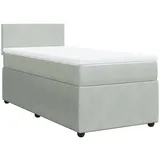 vidaXL Boxspringbett mit Matratze Hellgrau 100x200 cm Samt