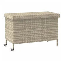 vidaXL Gartentruhe mit Rollen Hellgrau 110x55x73 cm Poly Rattan