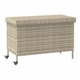 vidaXL Gartentruhe mit Rollen Hellgrau 110x55x73 cm Poly Rattan