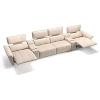 Sofanella - Leder 4-Sitzer Kinosofa mit zwei Mittelkonsolen adria Creme s: 362 Breite x 101 Tiefe - Creme