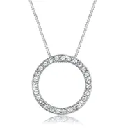 Elli Kette Kreis Geo Anhänger Funkelnd mit Kristallen 925 Silber