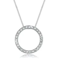 Elli Kette Kreis Geo Anhänger Funkelnd mit Kristallen 925 Silber