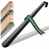 JK Trade Schuhlöffel 42cm Edelstahl Schwarz pulverbeschichtet (1-tlg., lang & stabil), Metall Schuhanzieher lang zum Stehen, Aufhängbar, 2mm Extra Stabil schwarz