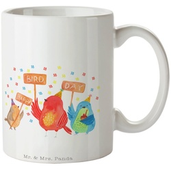 Mr. & Mrs. Panda Tasse 18. Geburtstag Happy Bird Day – Weiß – Geschenk, Kaffeebecher, Party, Keramik weiß