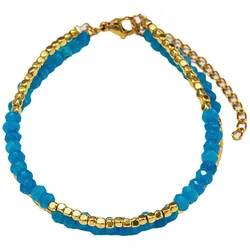 Armband FIRETTI "Schmuck Geschenk Edelstahl Armschmuck Armkette Edelstein", blau (gelbgoldfarben, goldfarben, blau, goldfarben, blau), Armbänder, Damen, Edelstahl, Made in Germany - mit Hämatit, Jade