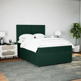 vidaXL Boxspringbett 140 x 200 cm Dunkelgrün