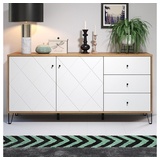 trendteam Sideboard Touch 183x76cm weiß/Eiche