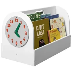 tidy BOOKS Bücherbox mit Spielzeuguhr, weiß