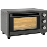 Homcom Minibackofen 21L 1400W 60 Min. Timer, Kleinbackofen mit 100 °C-230 °C einstellbar Temperatur Garzeit, Mini Ofen mit Backblech, Drahtgestell, Tischofen aus Edelstahl, Grau 46,4L x 38B x 28,5H cm