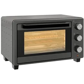 Homcom Minibackofen 21L 1400W 60 Min. Timer, Kleinbackofen mit 100 °C-230 °C einstellbar Temperatur Garzeit, Mini Ofen mit Backblech, Drahtgestell, Tischofen aus Edelstahl, Grau 46,4L x 38B x 28,5H cm