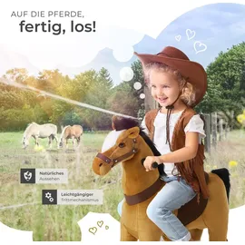 Tectake tectake® Schaukelpferd auf Rollen, verschiedene Größen, realistisches Design, rutschfeste Gummigriffe und -pedale