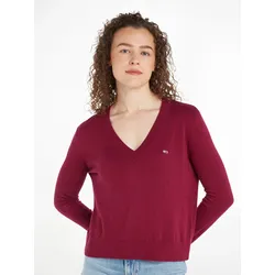 Strickpullover »TJW ESSENTIAL VNECK SWEATER EXT«, mit Logostickerei, Gr. M (38), Valley Purple Melange, , 77104260-M