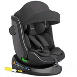 XOMAX Kindersitz 360° drehbar mit Isofix, ECE R129, 0-36 kg, verstellbar, neigbar, atmungsaktiver Bezug, 5-Punkt-Gurt, Top Tether, Autokindersitz für Babys & Kinder 0-12 Jahre, Farbe:Schwarz