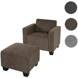 Mendler Modular Sessel Loungesessel mit Ottomane Lyon, Stoff/Textil ~ braun