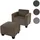 Mendler Modular Sessel Loungesessel mit Ottomane Lyon, Stoff/Textil ~ braun