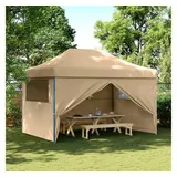 vidaXL Partyzelt Faltbar Pop-Up mit 4 Seitenteilen Beige