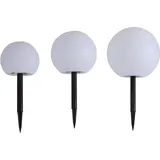 LINDBY LED-Solarlampen Lago, 3er-Set, Kugeln, Erdspieß, weiß