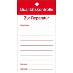 Qualitätsanhänger Qualitätskontrolle-Zur Reparatur, Karton, 80x150mm, 50/VE