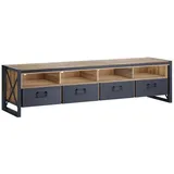 Main Möbel Montreux TV-Lowboard 198 cm Schwarz Metall/Massivholz