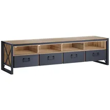 Main Möbel Montreux TV-Lowboard 198 cm Schwarz Metall/Massivholz