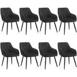 WOLTU 8er Set Esszimmerstühle mit Armlehne Rückenlehne, für Esszimmer Wohnzimmer Küche, Bequeme Küchenstühle gepolstert mit Samtbezug, Metallbeinen, Schwarz