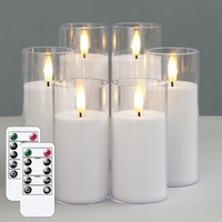 Mavandes Packung mit 6 flammenlosen weißen LED-Kerzen aus mit 2 Fernbedienungen und Timerfunktion, batteriebetriebene flackernde realistische Kerzen (5,5cmx 11,3 13,4 15,5cm)