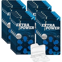 120x Extra Power Gr. 675-20x 6er Blister Hörgerätebatterien PR44 Blau 24600 + Aufbewahrungsbox für 2 Hörgerätebatterien
