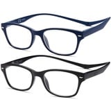 NEW VISION Lesebrille 2 pack, Magnet Lesebrille, Lesebrillen Herren, Klassischer Stil Lesebrille NV3282 mit Magnetverschluss Hinten, Lesehilfe für Damen Herren (NB, 2.5)