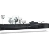 Vladon Lana Lowboard 140 x 29 x 37 cm Schwarz matt/Hochglanz MDF/Spanplatte
