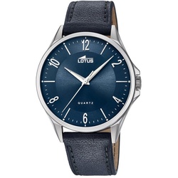 Lotus Quarzuhr Lotus Herren-Armbanduhr blau Analog, (Armbanduhr), Herren Armbanduhr rund, groß (ca. 41mm), Lederarmband blau blau