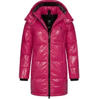 Ragwear Warmer Damen Wintermantel Shiny Steppmantel aus glänzendem Material mit Kapuze Roobie Long YOUMODO Fuchsia Gr. M (38), pink Obermaterial: 100% Nylon, Innenfutter: 100% Polyester, Wattierung: 100% Polyester, gerade ca.